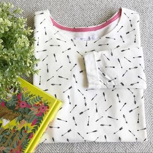 HARPER & ELLIOTT Arrow Print Long Sleeve Graphic Tee Shirt White Black Large
